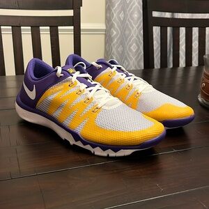 Nike Free Trainer 5.0 V6 AMP Louisiana LSU Tigers shoes sneaker 723939 571 sz 15